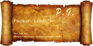 Pecker Izsák névjegykártya